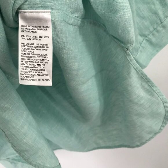 Chicos 2 Womens NoIron fresh chic Tunic Shirt Size large Linen Green 3 /4 Sleeve - Picture 4 of 13